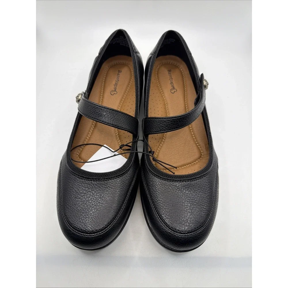 Baretraps Jurnee Flats Women's Black Leather Comfort Hook &‎ Loop. New. Size 10